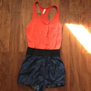 Coral Denim Romper