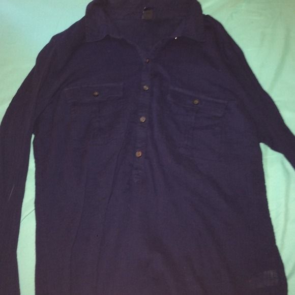 Navy button down