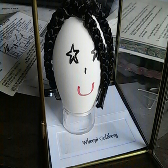 Signed Whoopi Goldberg egg in case