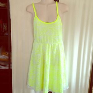 Very cute neon green with white lace overlay