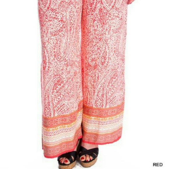 Wide leg print pants size xl