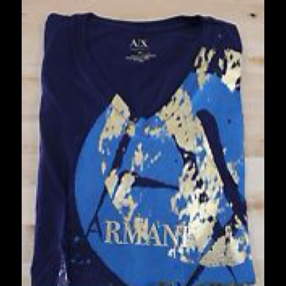 Armani Exchange Mens V- Neck Graphic Tee