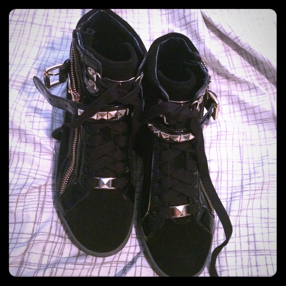 Michael Kors black with gold detailing shoes.