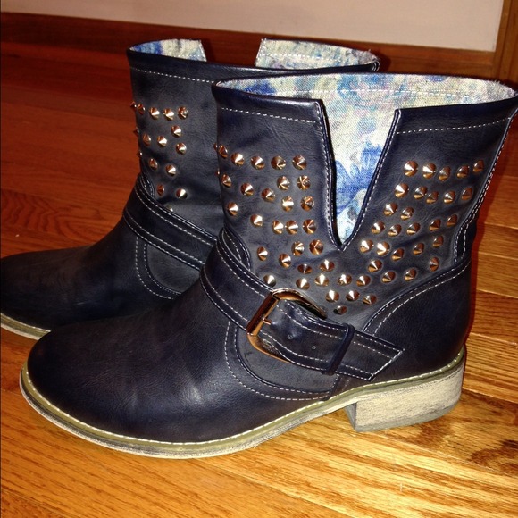 Studded biker boots