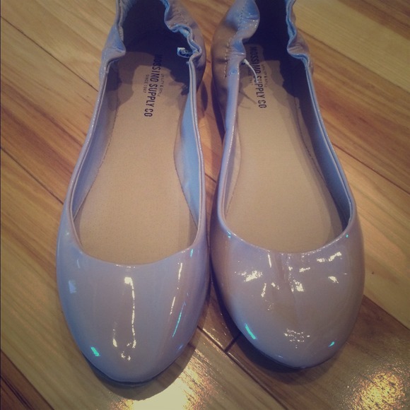 Tan patent leather flats