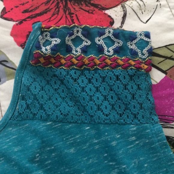 Teal blue printed shirt - Picture 2 of 3