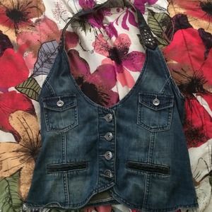 Denim corset-like jacket