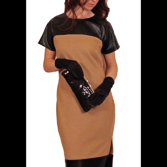 cashmere and faux leather dress