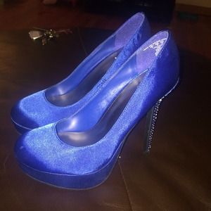 Royal blue with Rhinestone heel - Size 8