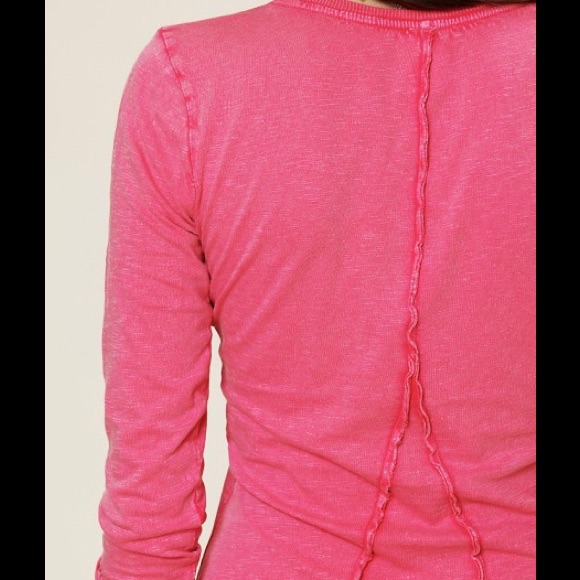 FREE PEOPLE LEGACY LACE HENLEY - HOT ROSE - Picture 3 of 3