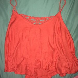 Coral detailed back crop top
