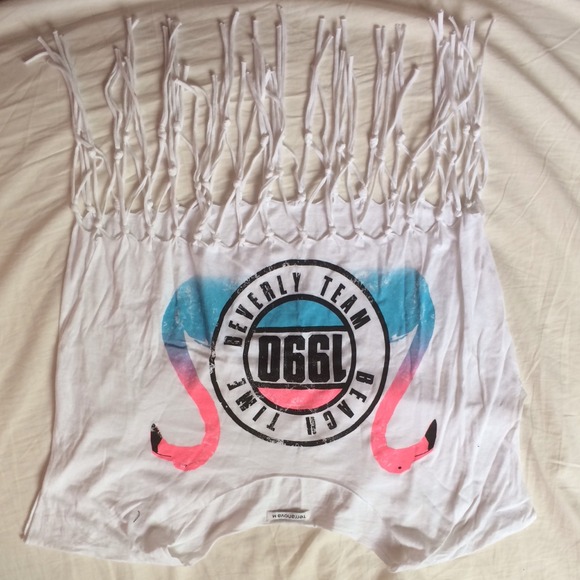 beach time frindge cropped tee