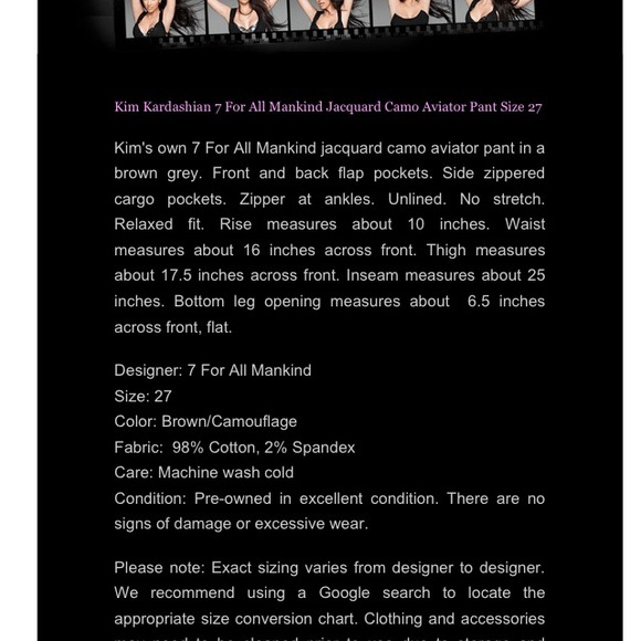 7 For All Mankind Camo Aviator - (CELEB Owned)!!