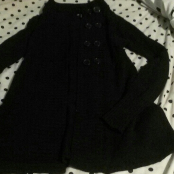 Black cotton thin pea coat