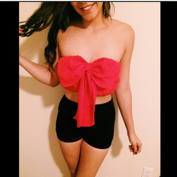 Pink Bow Crop Top
