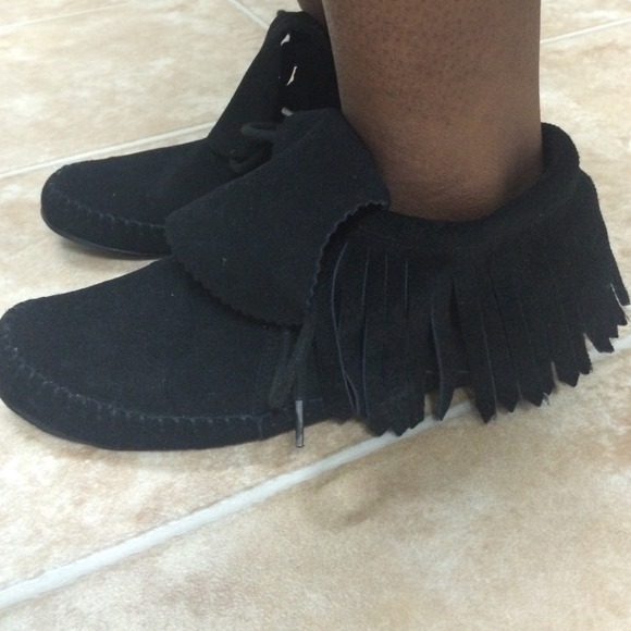 Black suede moccasins