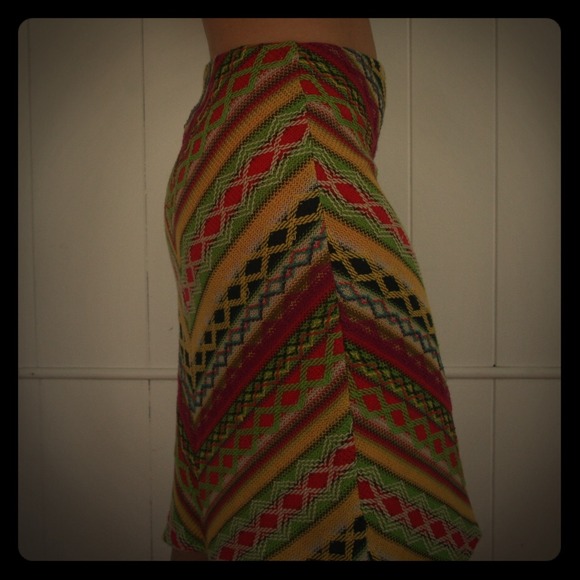 Anthropologie knitted native pattern skirt