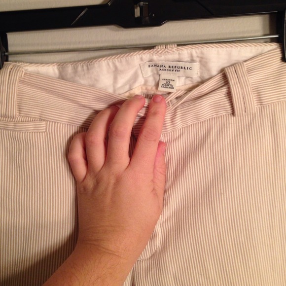 Casual Tan and white pin striped capris Banana rep
