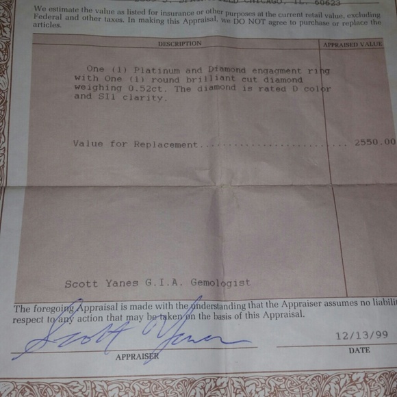 Platinum diamond engagement ring with appraisal - Picture 2 of 3