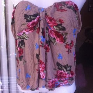 2X Floral Tan Tube Top
