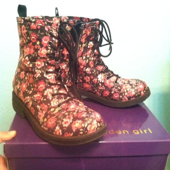 Floral combat boots