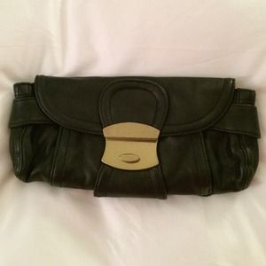 Black leather Kooba clutch
