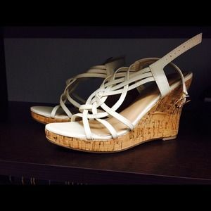 White wedge heels
