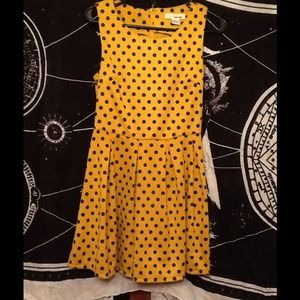 Yellow and Black Polka Dot Dress