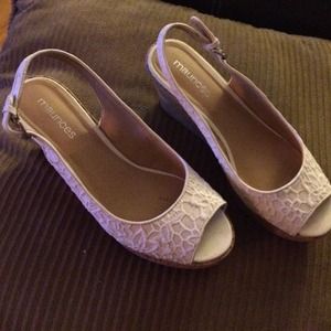 Maurice's brand white peep toe sandals