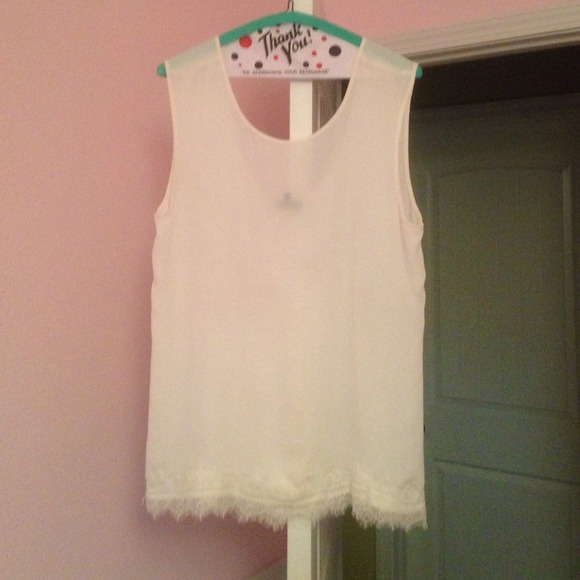 White top with lace trim