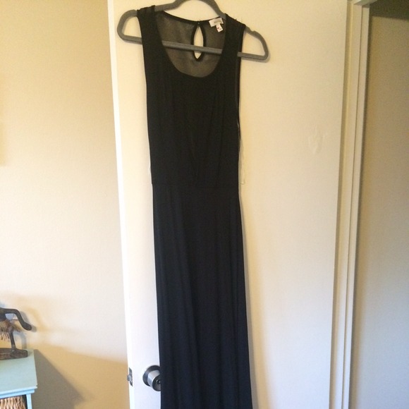 NWT sheer mesh back and front black maxi dress