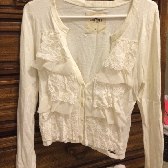 Hollister cream and lace long sleeve sweater
