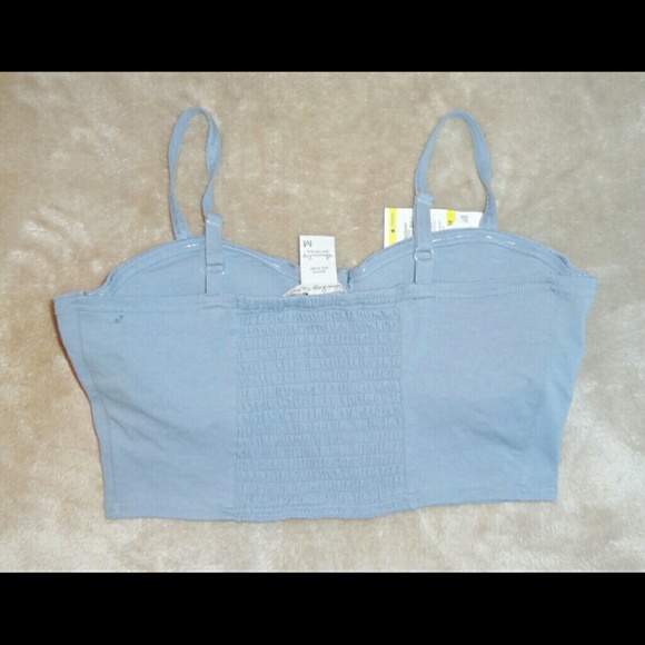 NWT Cute Chambray Crop Top with Zipper - Picture 3 of 3