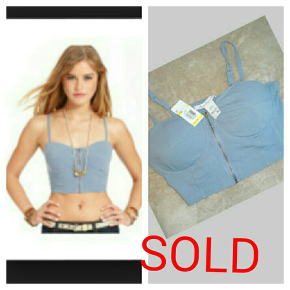 American Rag Tops - NWT Cute Chambray Crop Top with Zipper