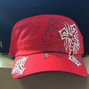 Red woman's baseball hat