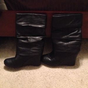 Madden Girl black wedge boots