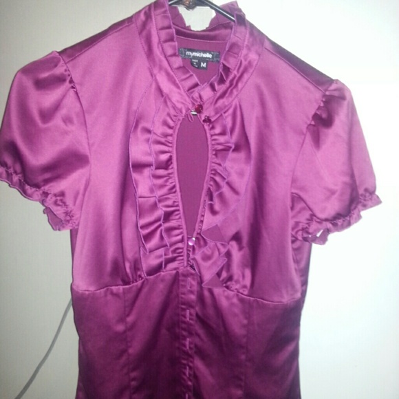 Silk like wine color dress shirt used only 1 time.