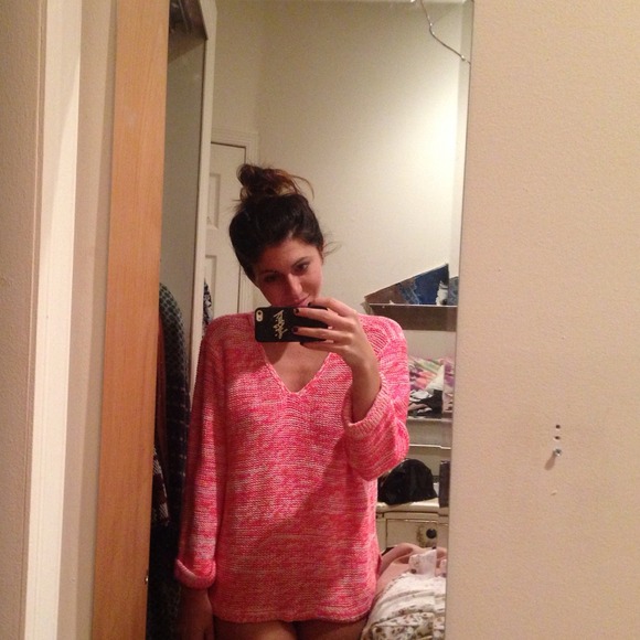 Pink and white sweater