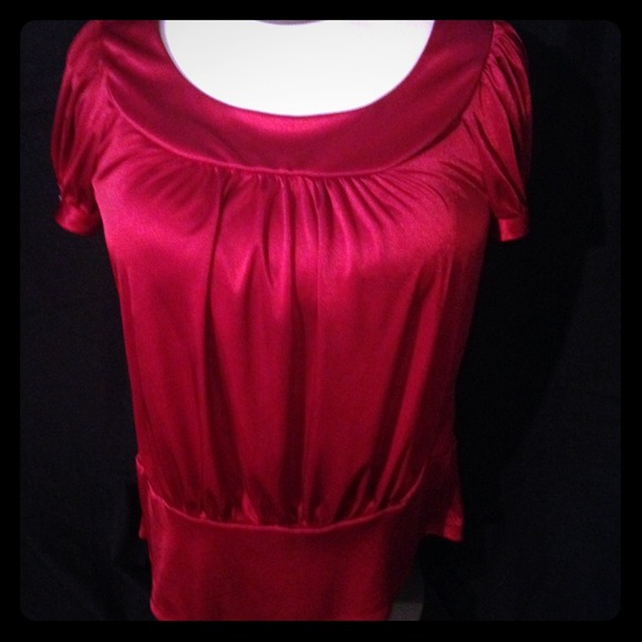 Flirty Red Satin top 2X