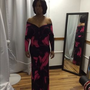 Black and hot pink maxi dress