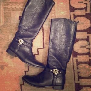 Tory Burch black leather riding boots size 8
