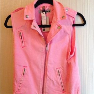 NWT TOP SHOP PINK JEAN VEST