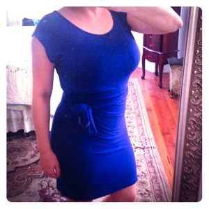 blue wrap dress