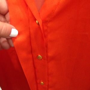 H&M Tops - Orange Chiffon Button Down! H&M Tops - Orange Chiffon Button Down!