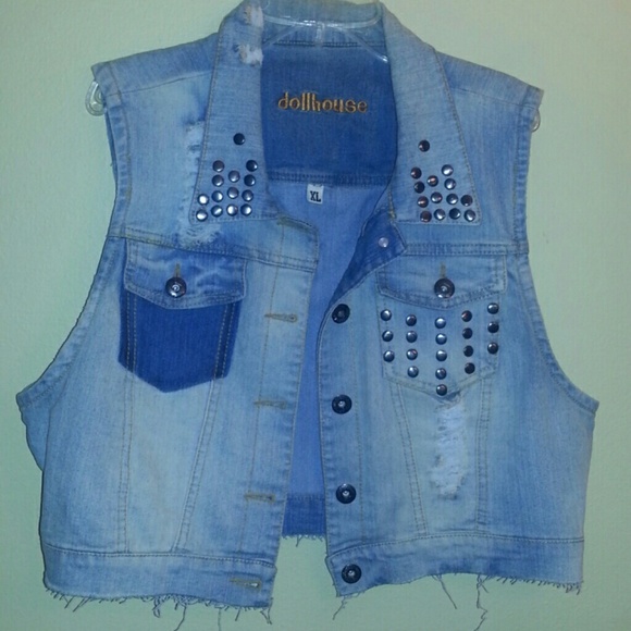 NWOT...Denim Studded Vest