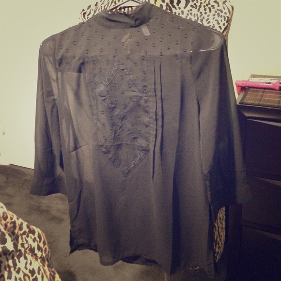 Top Shop brand "Frenchi" sheer detailed blouse