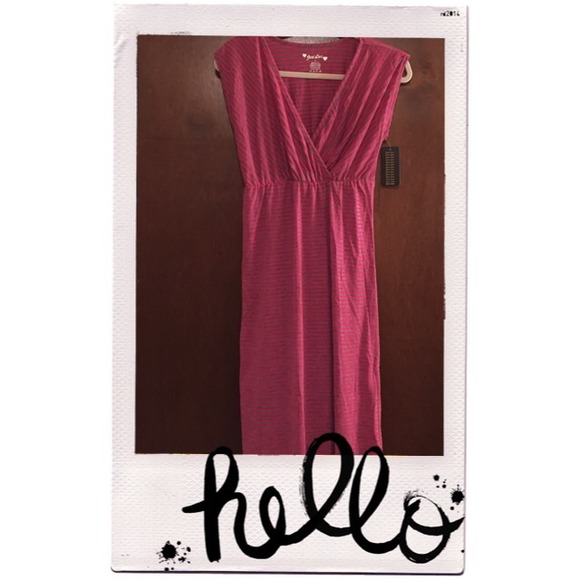 Pink & gray striped maxi dress