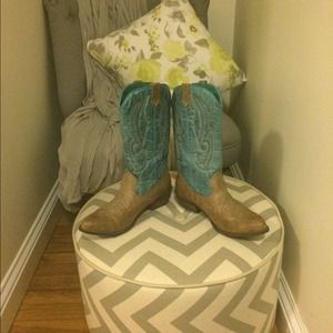 Teal & Brown Gaucho Cowboy Boots