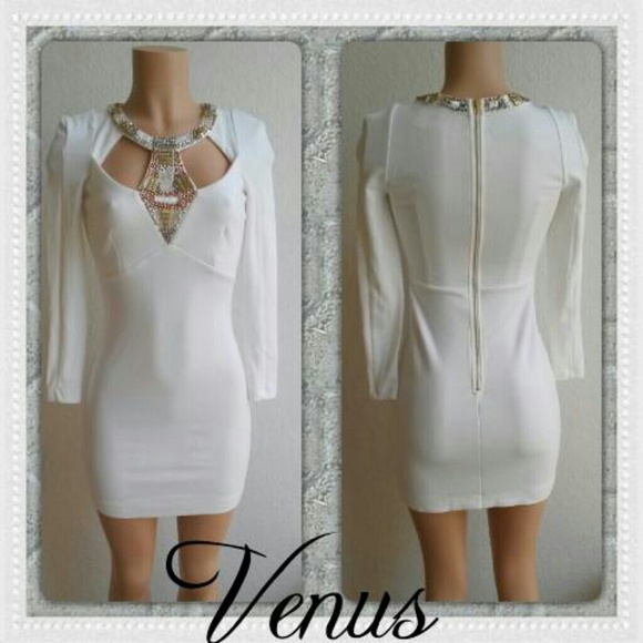 *SOLD* VENUS EXQUISITE BEADED WHITE BODYCON DRESS