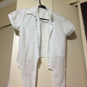White button up crop top